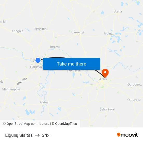 Eigulių Šlaitas to Srk-I map
