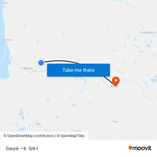 Gaurė to Srk-I map