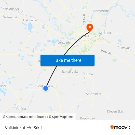Valkininkai to Srk-I map