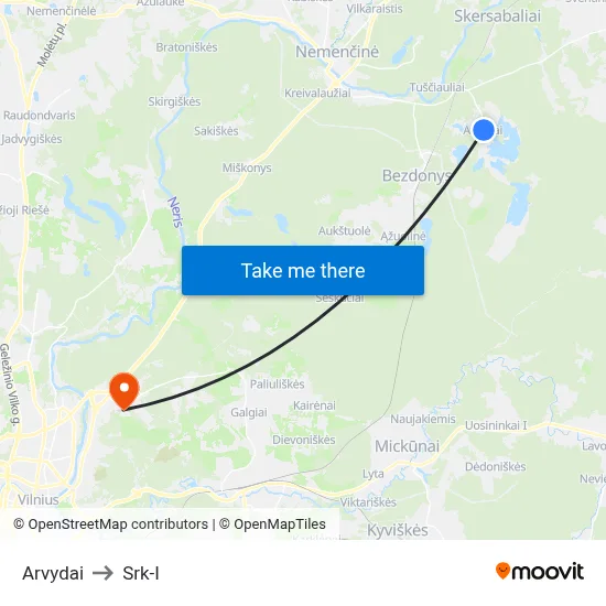Arvydai to Srk-I map