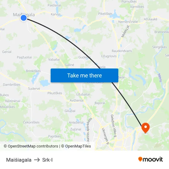 Maišiagala to Srk-I map