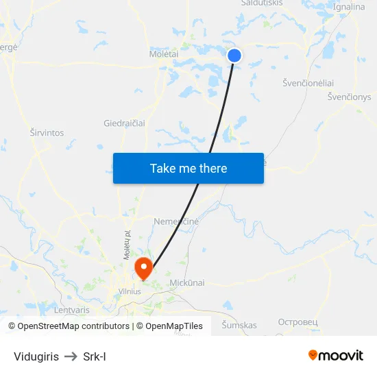 Vidugiris to Srk-I map