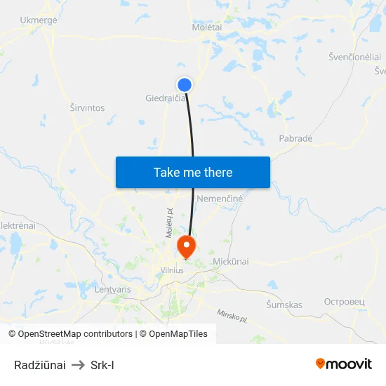 Radžiūnai to Srk-I map