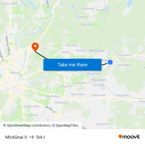 Mickūnai II to Srk-I map