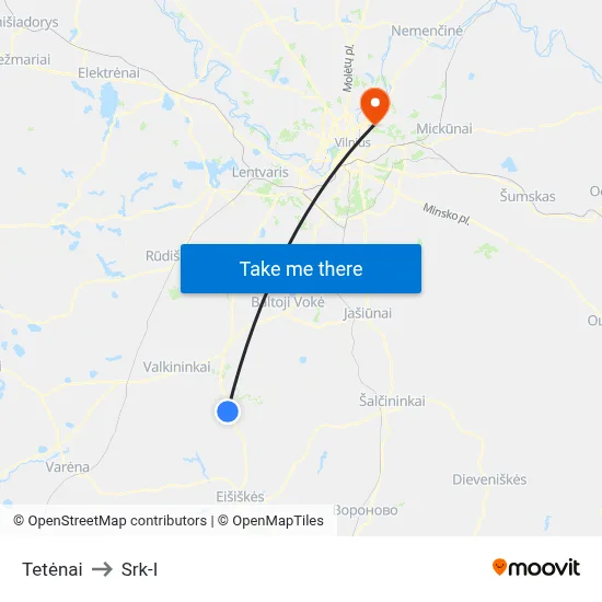 Tetėnai to Srk-I map
