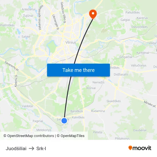 Juodšiliai to Srk-I map
