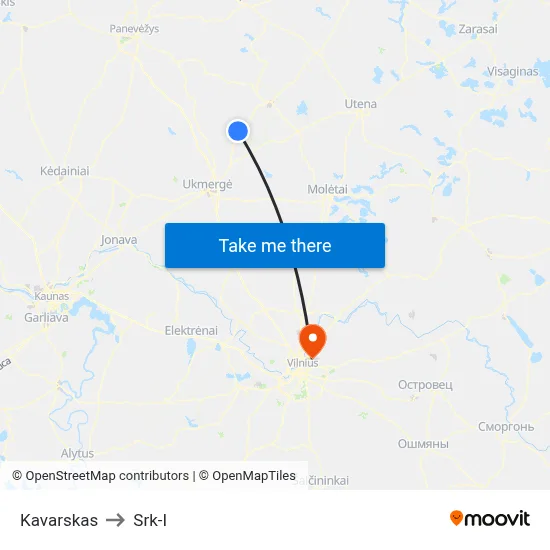 Kavarskas to Srk-I map
