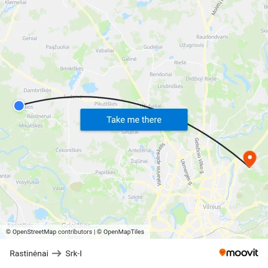 Rastinėnai to Srk-I map