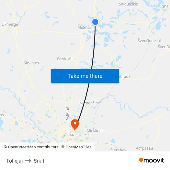 Toliejai to Srk-I map