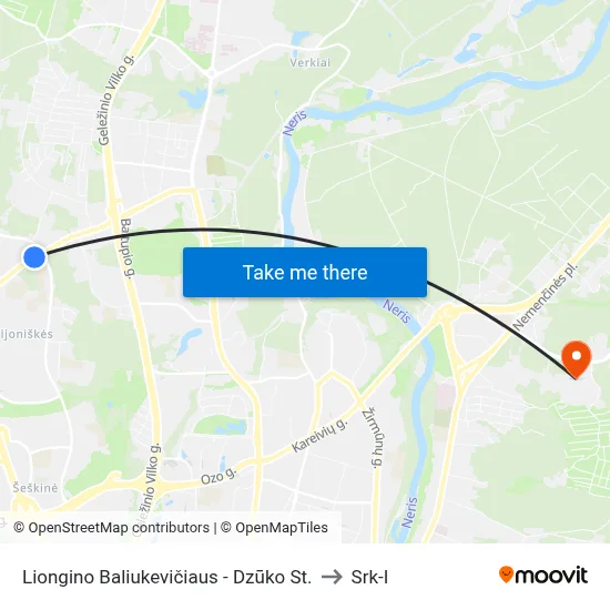 Liongino Baliukevičiaus - Dzūko St. to Srk-I map