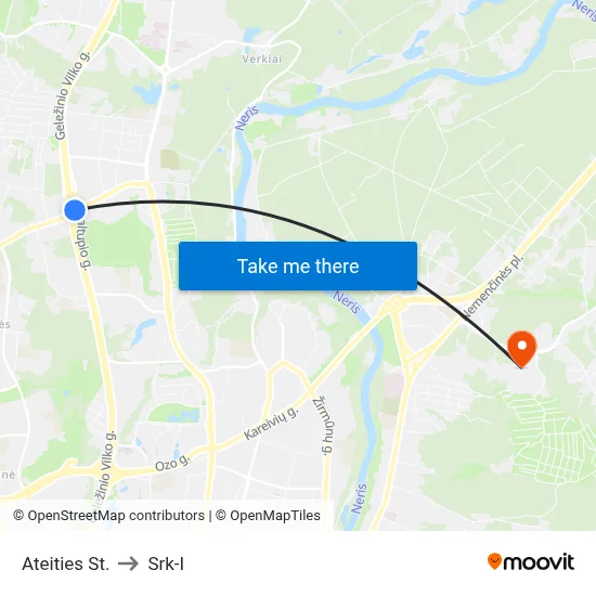 Ateities St. to Srk-I map
