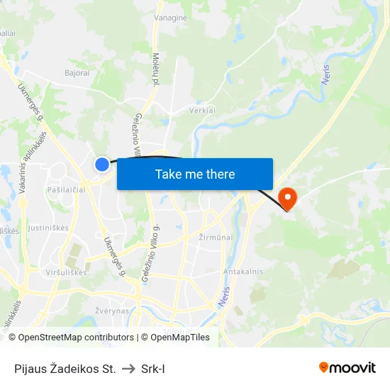 Pijaus Žadeikos St. to Srk-I map