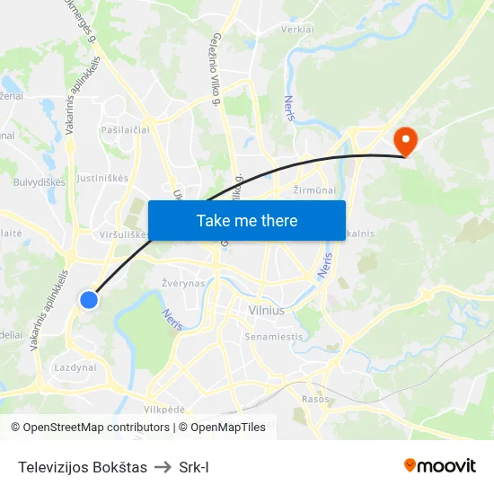 Televizijos Bokštas to Srk-I map