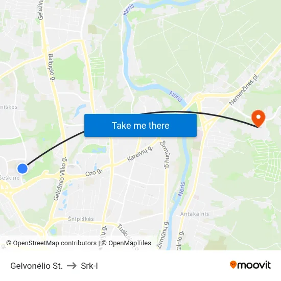 Gelvonėlio St. to Srk-I map