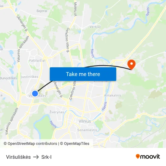 Viršuliškės to Srk-I map