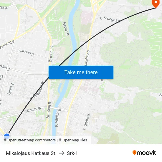 Mikalojaus Katkaus St. to Srk-I map