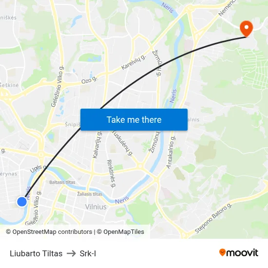 Liubarto Tiltas to Srk-I map