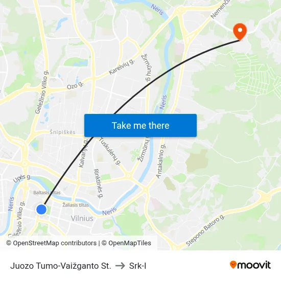 Juozo Tumo-Vaižganto St. to Srk-I map