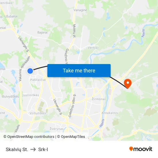 Skalvių St. to Srk-I map