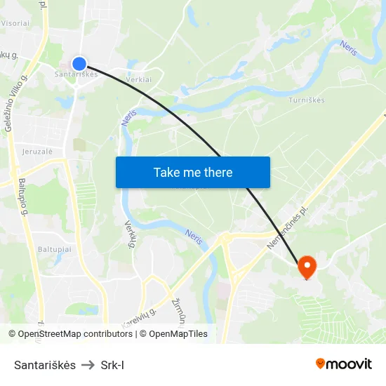 Santariškės to Srk-I map