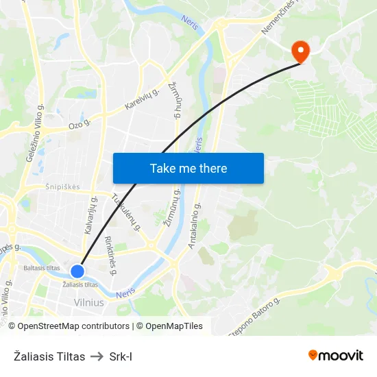 Žaliasis Tiltas to Srk-I map