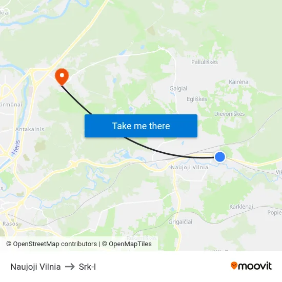 Naujoji Vilnia to Srk-I map