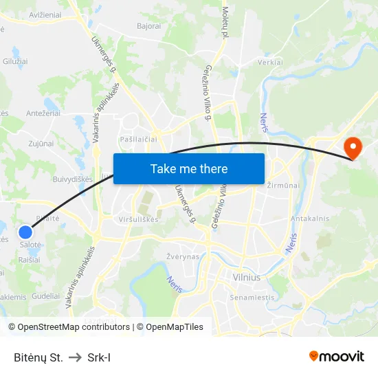 Bitėnų St. to Srk-I map