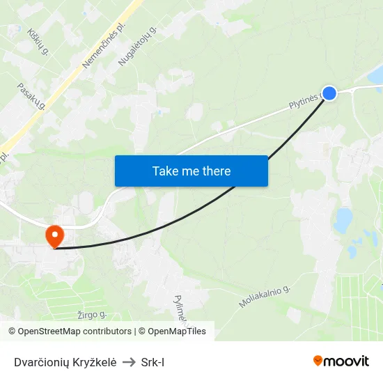 Dvarčionių Kryžkelė to Srk-I map