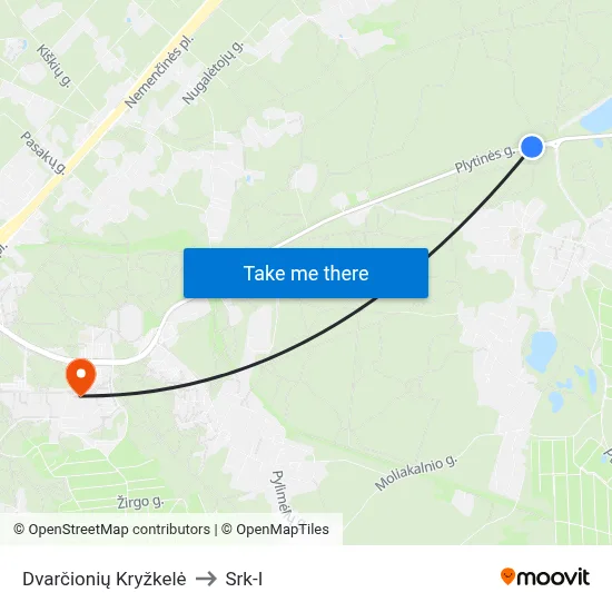 Dvarčionių Kryžkelė to Srk-I map