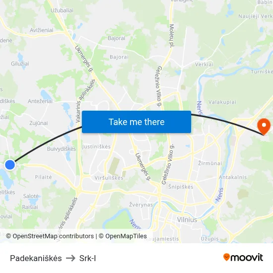 Padekaniškės to Srk-I map