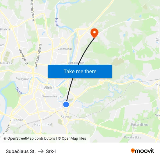 Subačiaus St. to Srk-I map