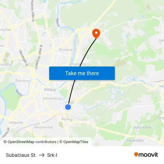 Subačiaus St. to Srk-I map