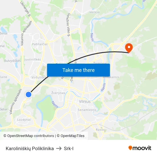 Karoliniškių Poliklinika to Srk-I map