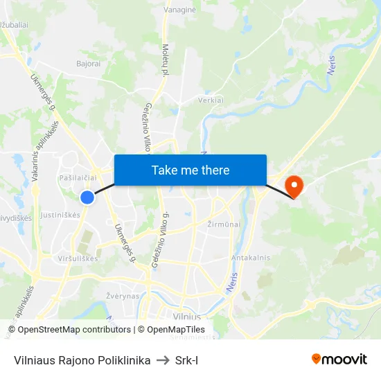 Vilniaus Rajono Poliklinika to Srk-I map