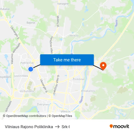 Vilniaus Rajono Poliklinika to Srk-I map