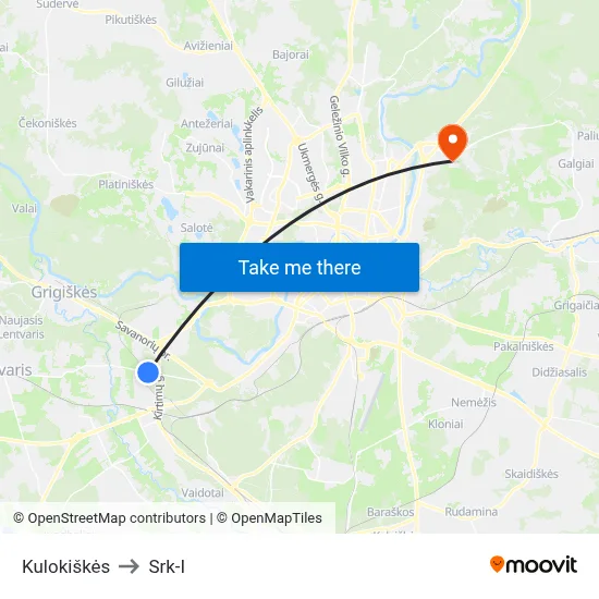 Kulokiškės to Srk-I map