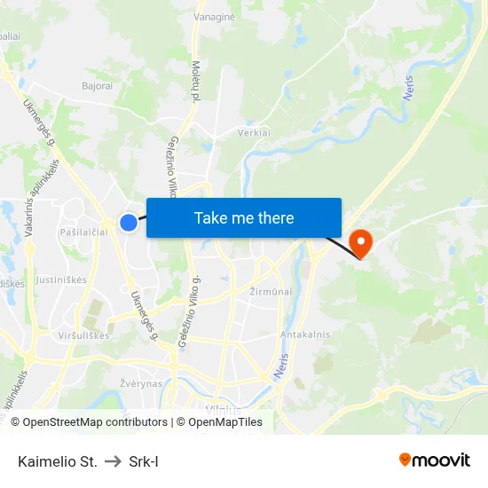 Kaimelio St. to Srk-I map