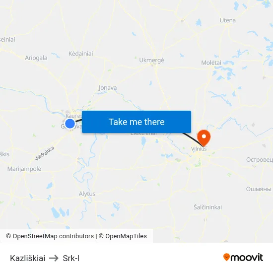 Kazliškiai to Srk-I map