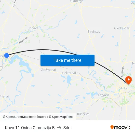 Kovo 11-Osios Gimnazija B to Srk-I map