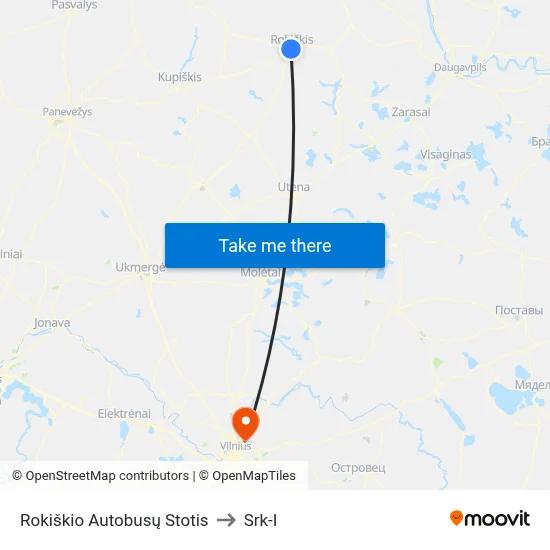 Rokiškio Autobusų Stotis to Srk-I map