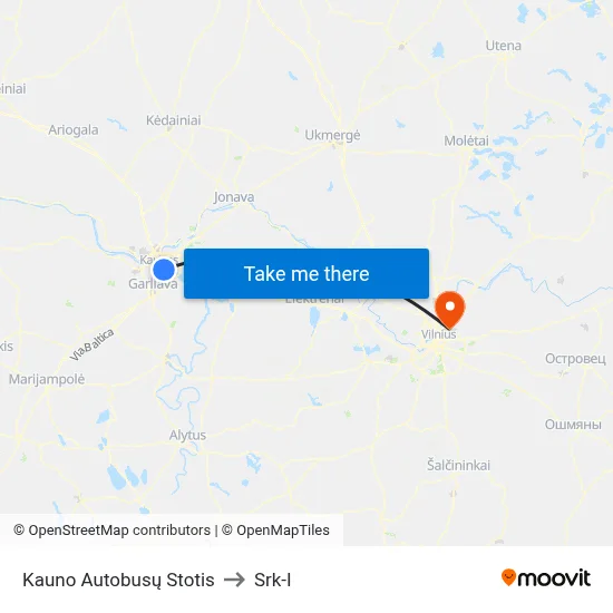 Kauno Autobusų Stotis to Srk-I map