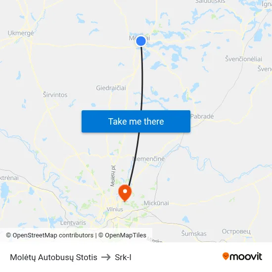 Molėtų Autobusų Stotis to Srk-I map
