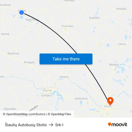 Šiaulių Autobusų Stotis to Srk-I map