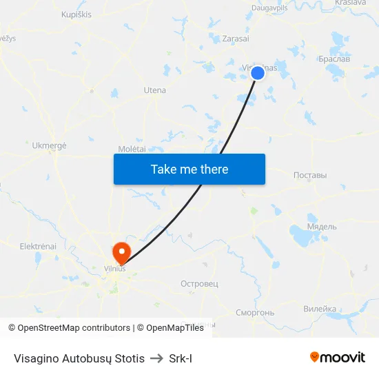 Visagino Autobusų Stotis to Srk-I map