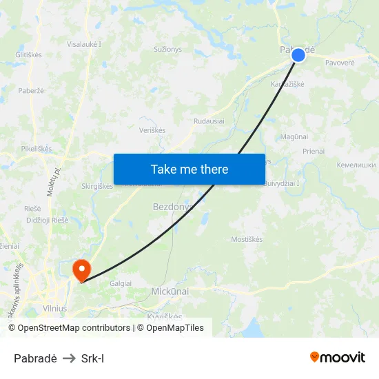 Pabradė to Srk-I map