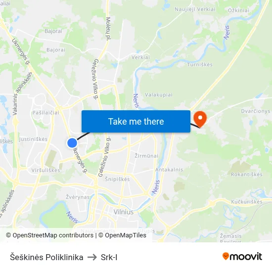 Šeškinės Poliklinika to Srk-I map