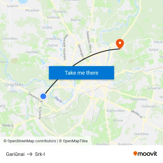 Gariūnai to Srk-I map