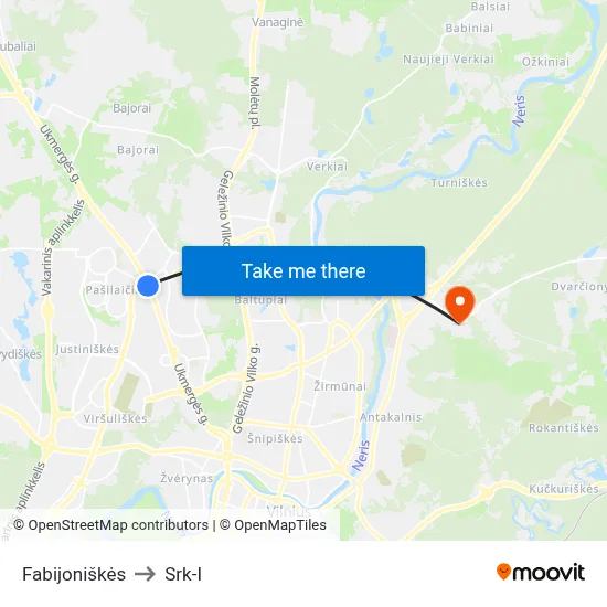 Fabijoniškės to Srk-I map