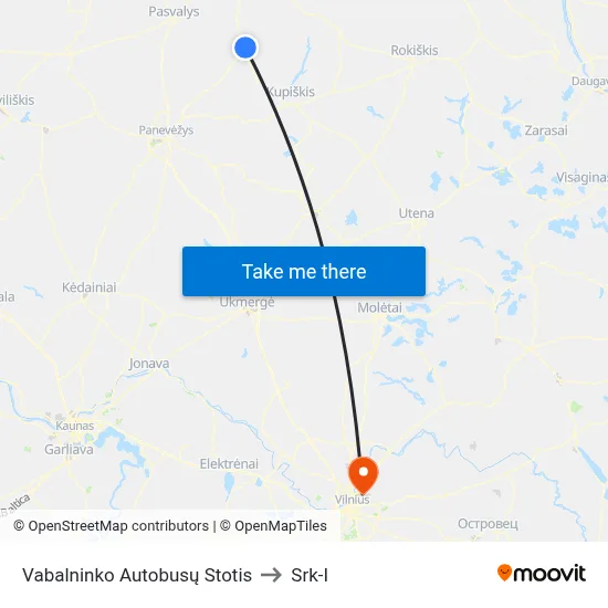 Vabalninko Autobusų Stotis to Srk-I map