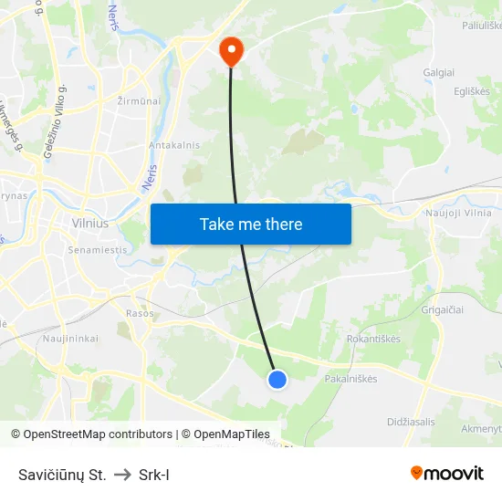 Savičiūnų St. to Srk-I map